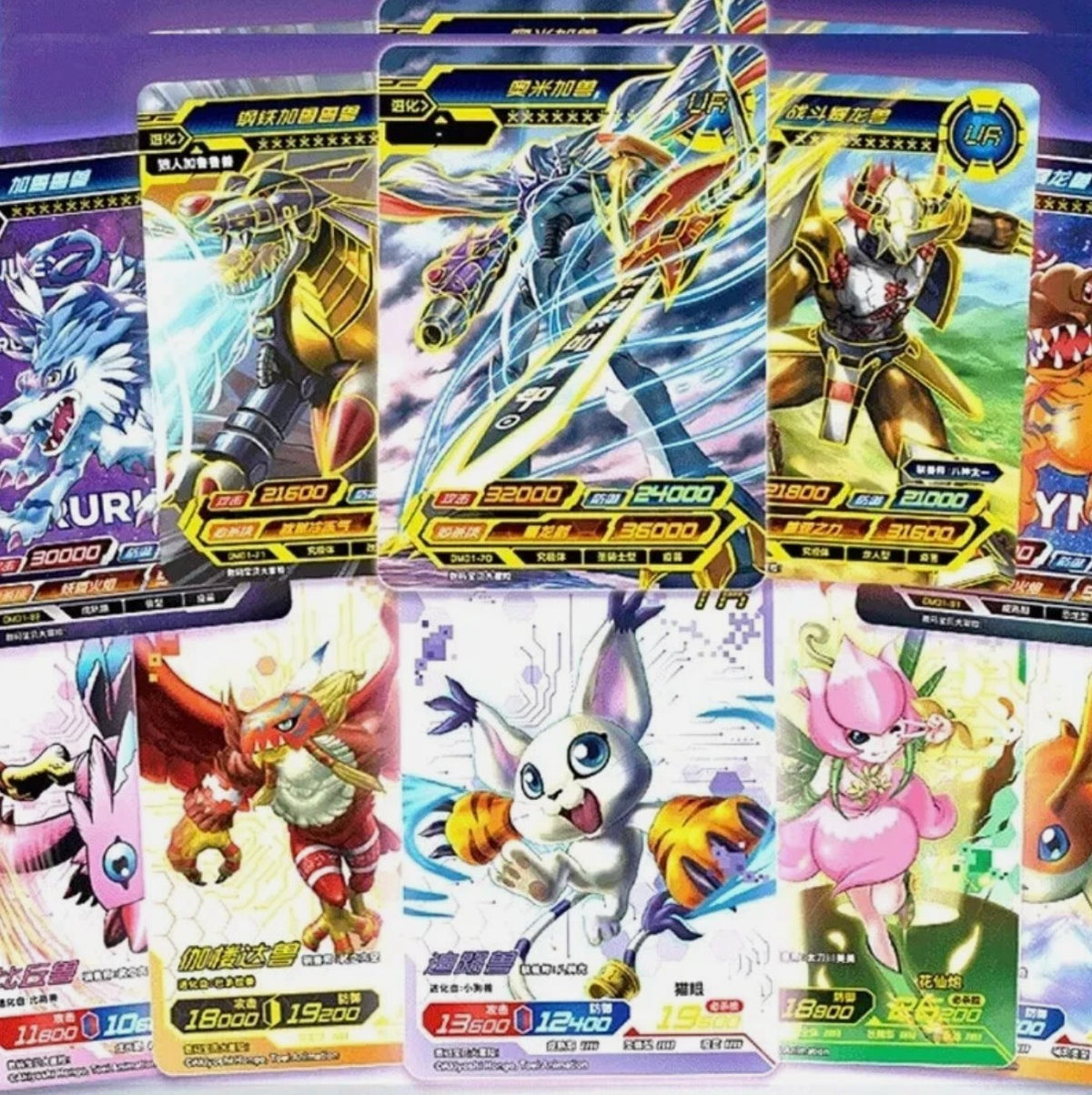 Display Digimon Kayou Tier 3 Wave 2 vue de côté avec boosters TCG - Bnexo