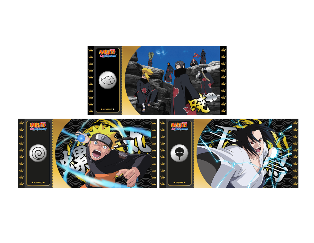 3er-Set Goldene Tickets Black Edition Naruto Shippuden – Limitierte und nummerierte Auflage
