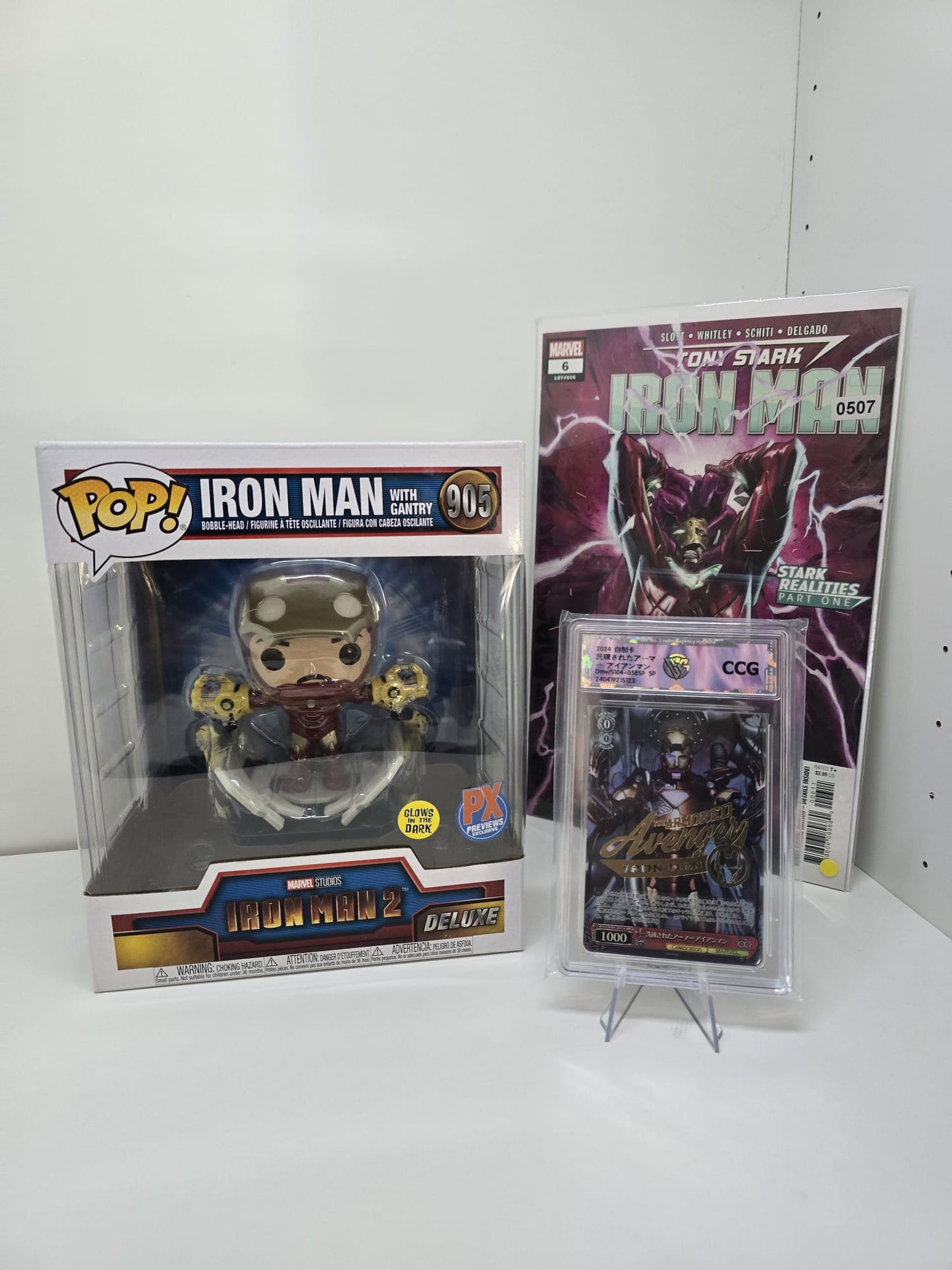 Funko Pop!-Set, Comics & Karte Iron Man mit Gantry