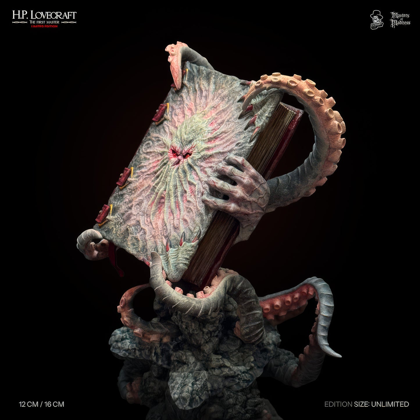 Statue H.P. Lovecraft vue trois-quarts, finitions polystone échelle 1/10 42cm - Bnexo