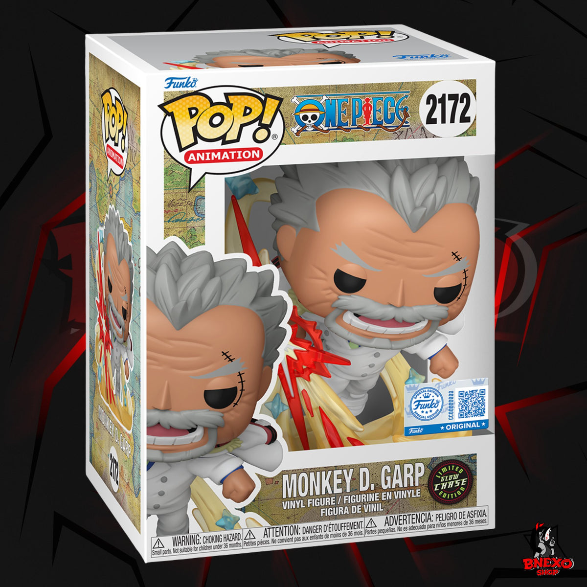 Boîte Funko POP! Animation One Piece Monkey D. Garp n°2172, édition spéciale Chase avec effet lumineux