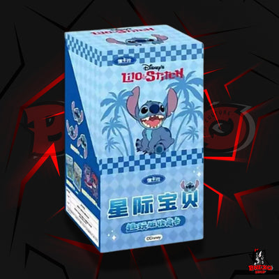 Boîte display CardFun Lilo & Stitch bleue à motifs damiers avec illustration de Stitch et logo Disney