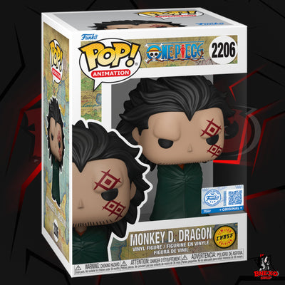 Boîte Funko Pop Monkey D. Dragon #2206 Chase Edition, figurine One Piece avec cicatrices rouges