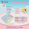 Détail de la composition d'un booster Sanrio Characters avec cartes R, SR et rare illustrée