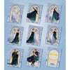9 cartes collector Frozen GSP avec Elsa et Anna en robes sur fond doré architectural
