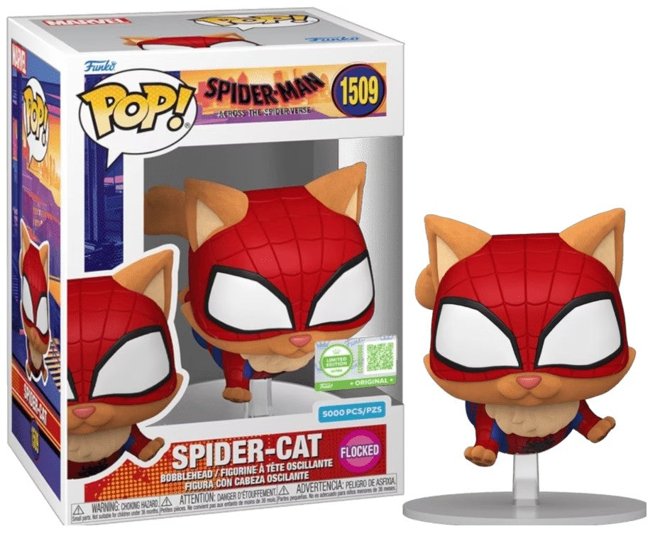 Vue arrière Funko Pop Spider-Cat Flocked #1509 dans packaging édition 5000 ex - Bnexo