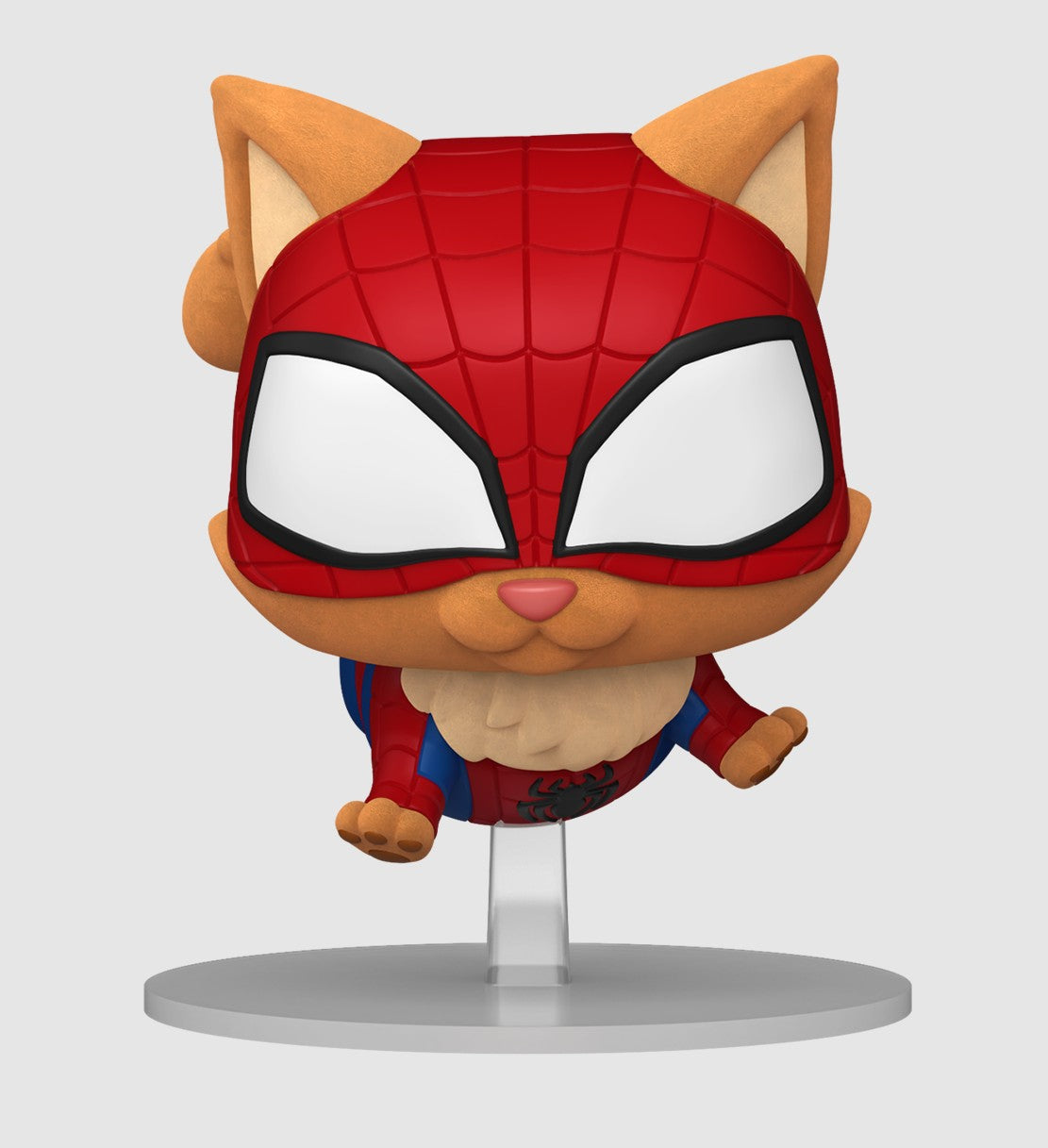 Funko Pop Spider-Cat Flocked #1509 vue de profil dans sa boîte collector Marvel - Bnexo