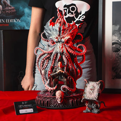 Statue H.P. Lovecraft Forbidden Edition 1/10 profil droit, détails sculpture 42cm - Bnexo